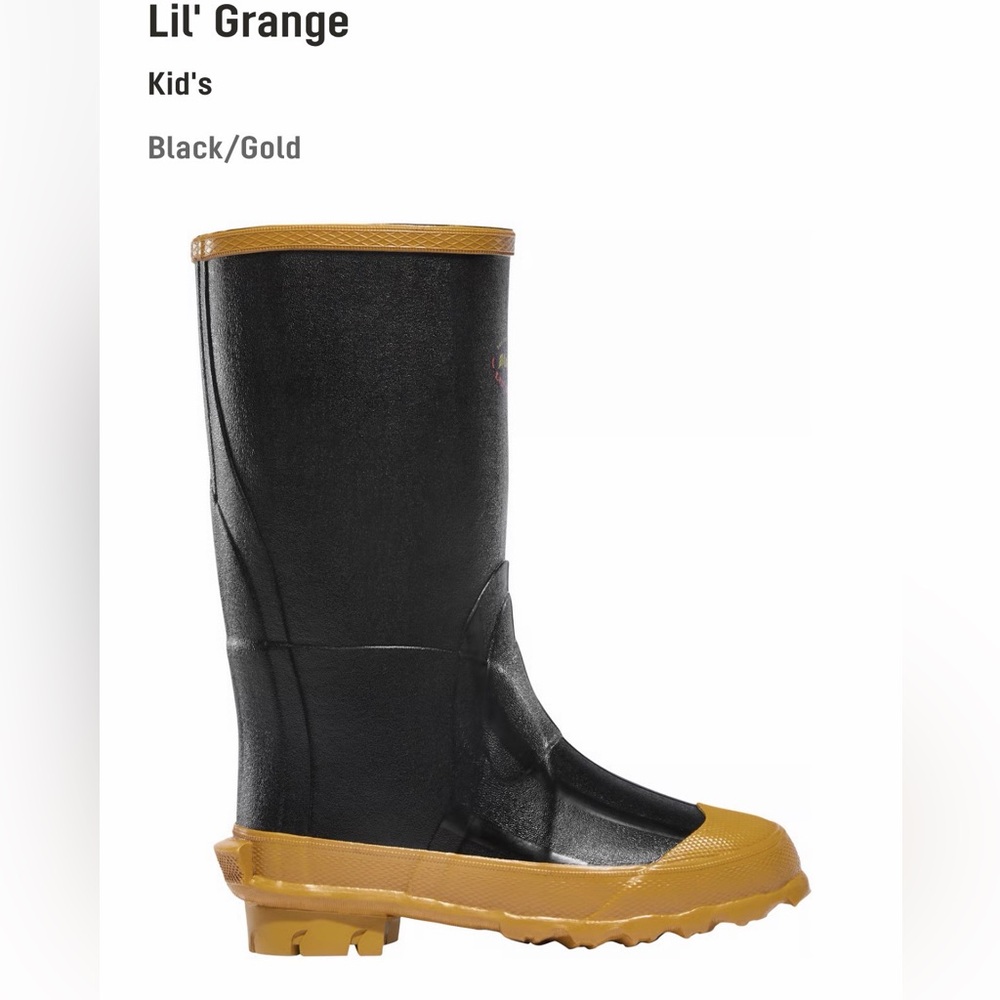 Waterproof Rubber Boots size Youth 3. NWT. Black and yellow LaCrosse